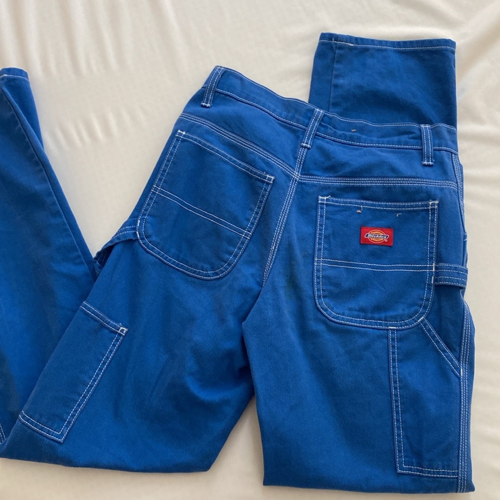 Dickies Size 0 24 High Waisted Carpenter Utility Pants Blue